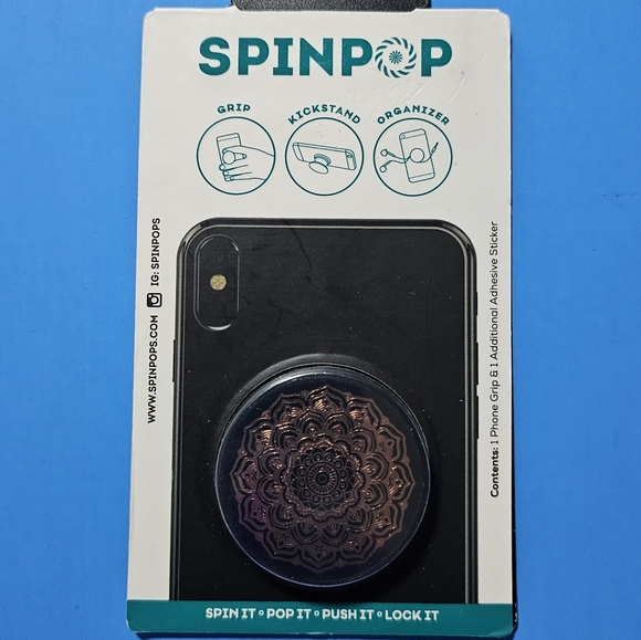 SpinPop: Pop-Up Phone Holder & Stand - ROSE GOLD MANDALA - Picture 4 of 4